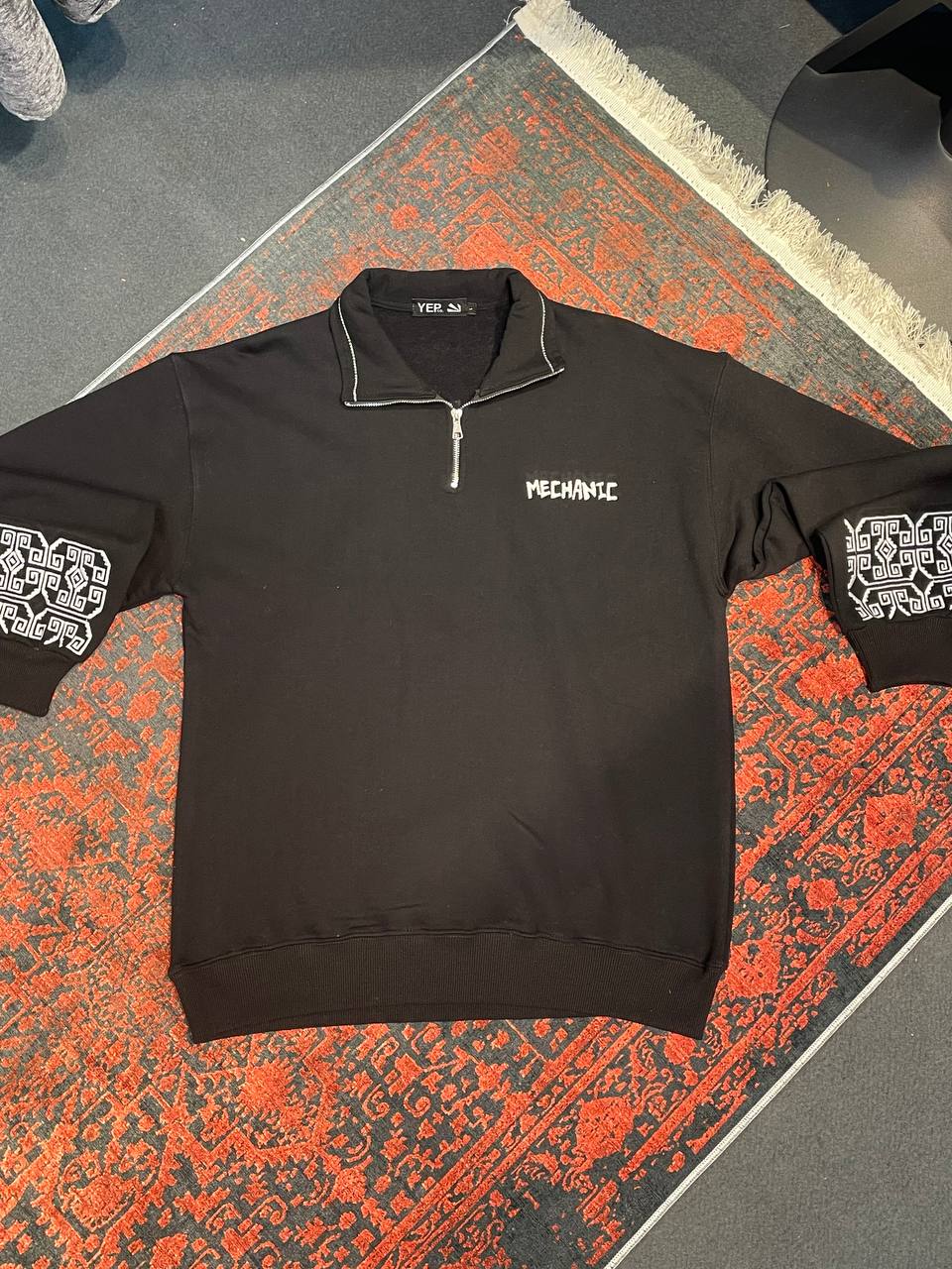 دورس 3 نخ پنبه نیم زیپ مکانیک مشکی (وارداتی)