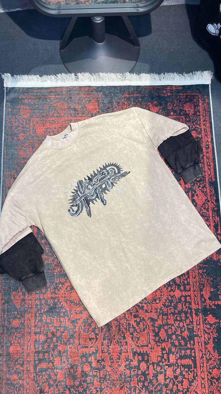 دورس نایک 3 نخ پنبه استین دوبل کرمی (وارداتی)