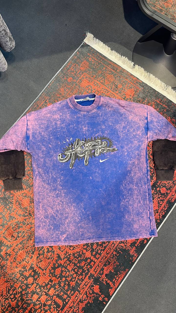 دورس نایک 3 نخ پنبه استین دوبل صورتی بنفش (وارداتی)